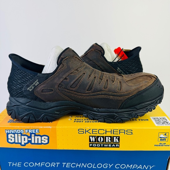Skechers Slip-ins Holdredge Ryker Composite Toe Dark Brown Work Shoes Mens Sz 14 - Picture 9 of 11